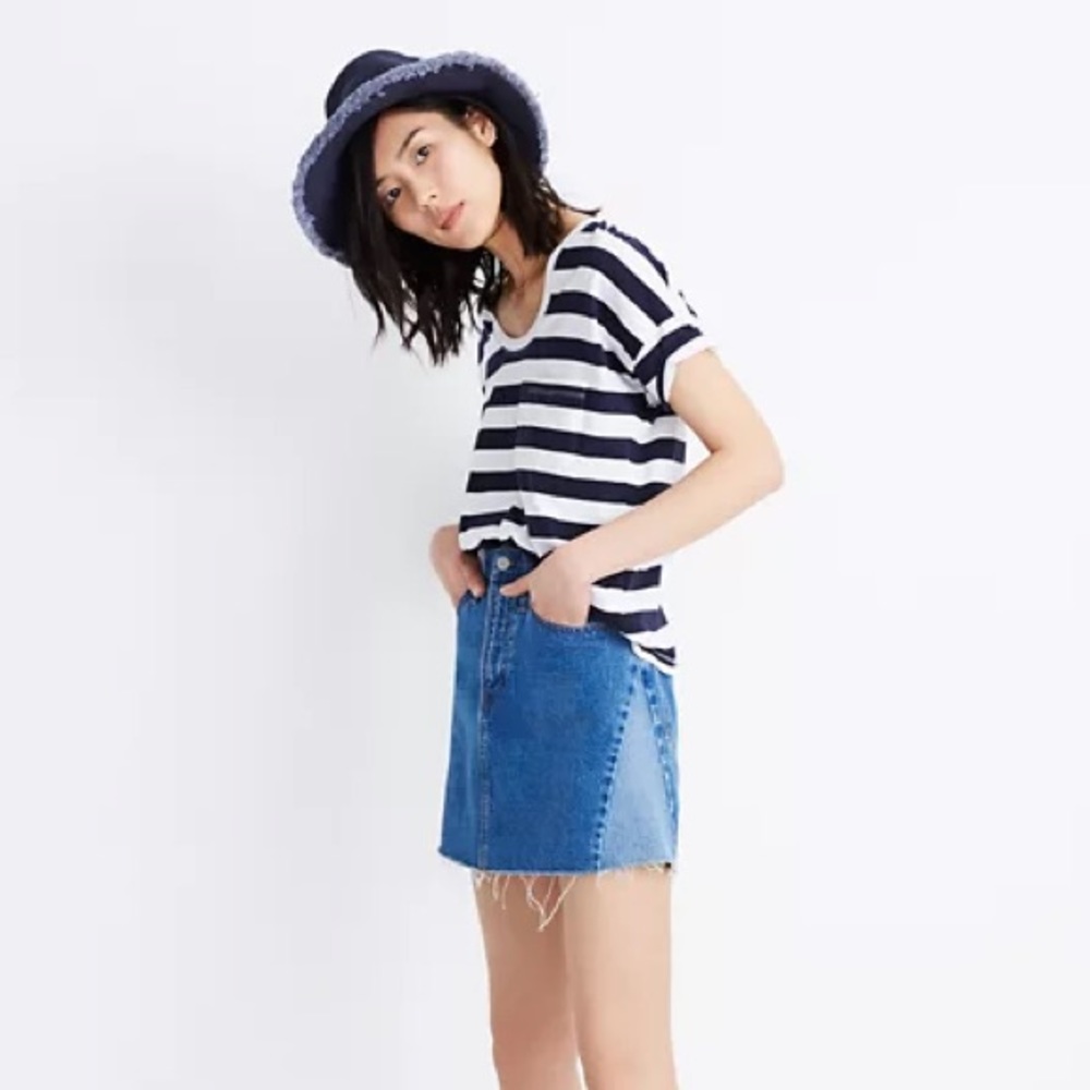 MADEWELL A Line Denim Skirt Pieced Edition